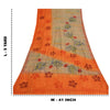 Sanskriti Vintage Sarees Ivory/Orange Pure Crepe Silk Print Sari Craft Sustainable Fabric