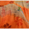 Sanskriti Vintage Sarees Ivory/Orange Pure Crepe Silk Print Sari Craft Sustainable Fabric