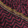 Sanskriti Vintage Sarees Purple/Black Pure Crepe Silk Print Lace WorkSari Sustainable Fabric