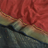 Sanskriti Vintage Sarees Red Pure Crepe Silk Hand Beaded Woven Sari Craft Sustainable Fabric