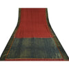 Sanskriti Vintage Sarees Red Pure Crepe Silk Hand Beaded Woven Sari Craft Sustainable Fabric