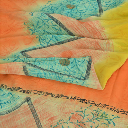 Сари из натурального шелка Sanskriti Vintage, многослойное, напечатанное, 5 ярдов, ткань для рукоделия, устойчивая к истиранию