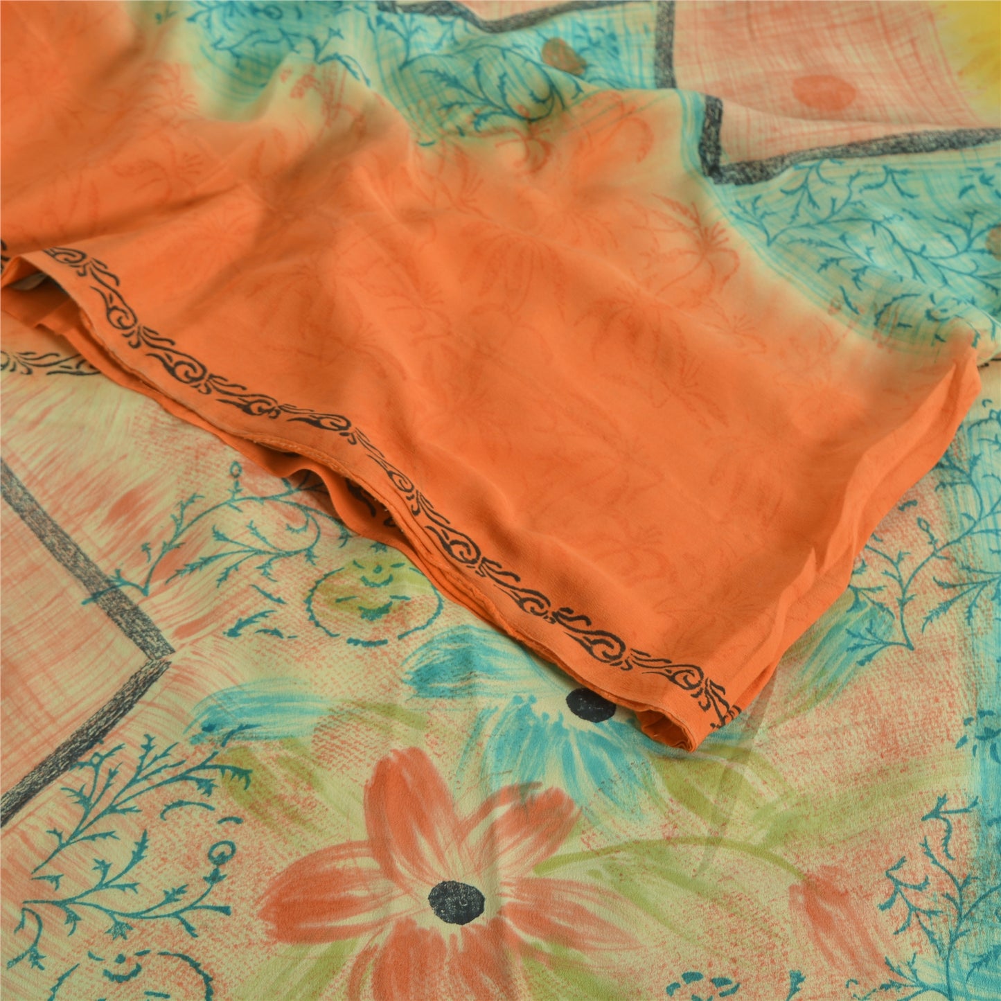 Сари из натурального шелка Sanskriti Vintage, многослойное, напечатанное, 5 ярдов, ткань для рукоделия, устойчивая к истиранию