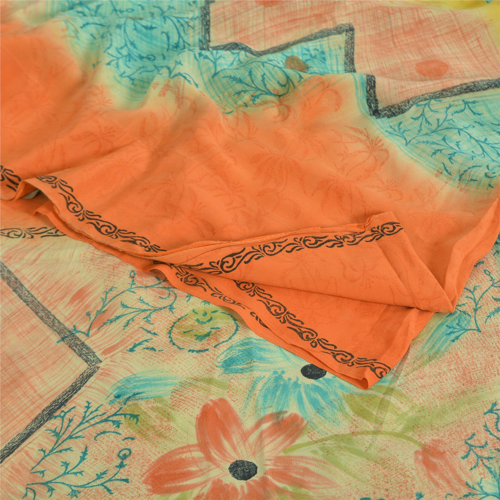 Сари из натурального шелка Sanskriti Vintage, многослойное, напечатанное, 5 ярдов, ткань для рукоделия, устойчивая к истиранию