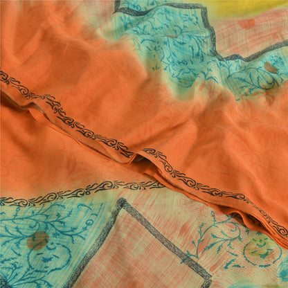 Сари из натурального шелка Sanskriti Vintage, многослойное, напечатанное, 5 ярдов, ткань для рукоделия, устойчивая к истиранию