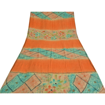 Сари из натурального шелка Sanskriti Vintage, многослойное, напечатанное, 5 ярдов, ткань для рукоделия, устойчивая к истиранию