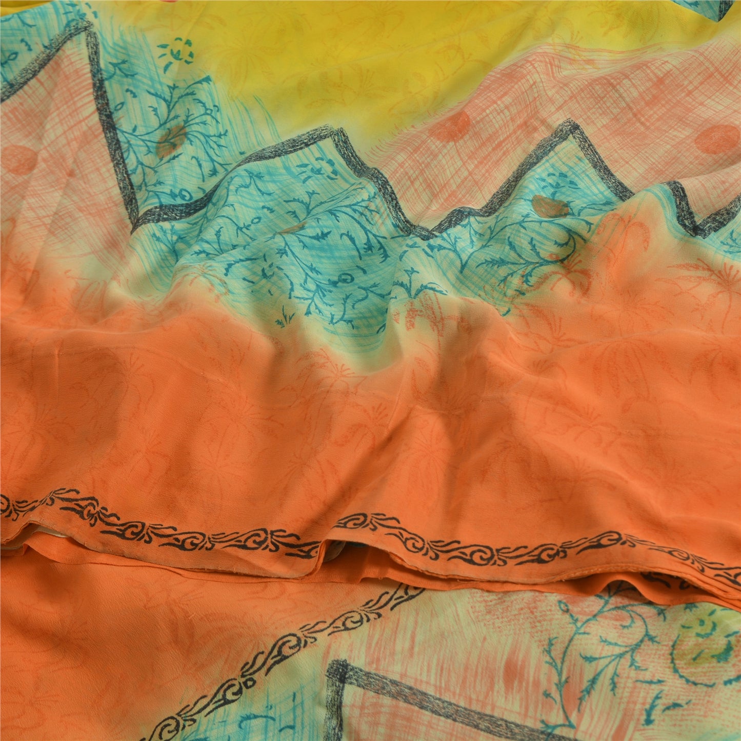 Сари из натурального шелка Sanskriti Vintage, многослойное, напечатанное, 5 ярдов, ткань для рукоделия, устойчивая к истиранию