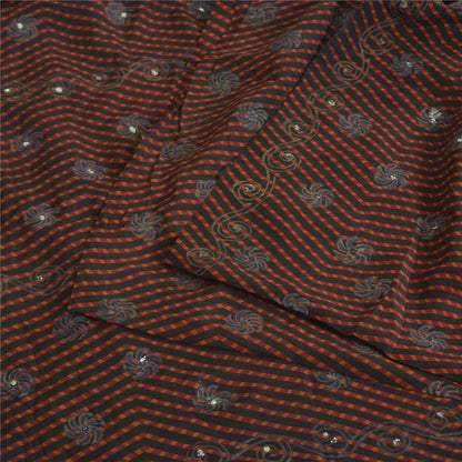 Сари Sanskriti Vintage, черное чистое креповое сари с блестками, 5 ярдов, ткань для рукоделия, устойчивая к истиранию