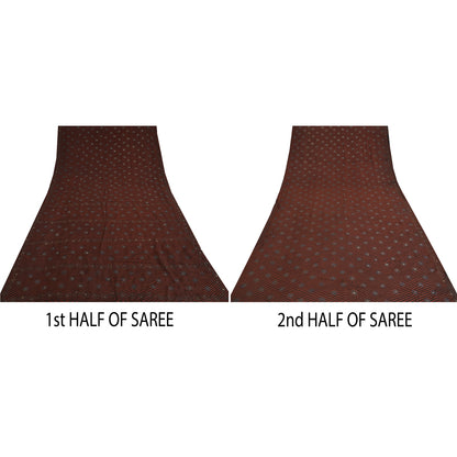 Сари Sanskriti Vintage, черное чистое креповое сари с блестками, 5 ярдов, ткань для рукоделия, устойчивая к истиранию