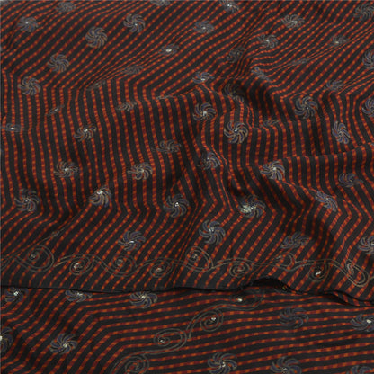 Сари Sanskriti Vintage, черное чистое креповое сари с блестками, 5 ярдов, ткань для рукоделия, устойчивая к истиранию