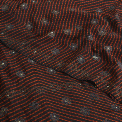 Сари Sanskriti Vintage, черное чистое креповое сари с блестками, 5 ярдов, ткань для рукоделия, устойчивая к истиранию