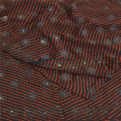 Сари Sanskriti Vintage, черное чистое креповое сари с блестками, 5 ярдов, ткань для рукоделия, устойчивая к истиранию