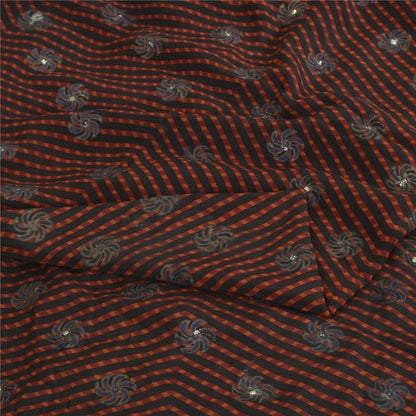 Сари Sanskriti Vintage, черное чистое креповое сари с блестками, 5 ярдов, ткань для рукоделия, устойчивая к истиранию