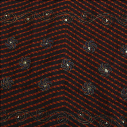 Сари Sanskriti Vintage, черное чистое креповое сари с блестками, 5 ярдов, ткань для рукоделия, устойчивая к истиранию