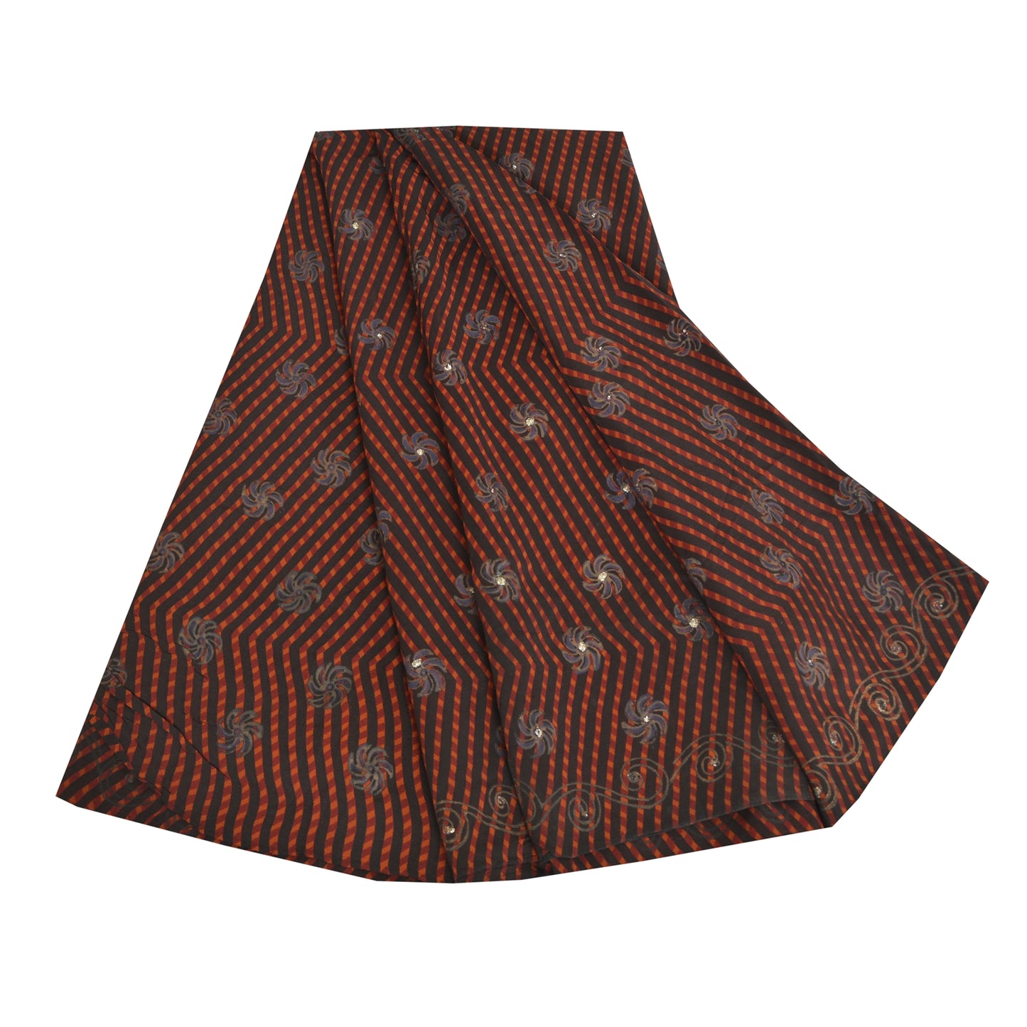 Сари Sanskriti Vintage, черное чистое креповое сари с блестками, 5 ярдов, ткань для рукоделия, устойчивая к истиранию