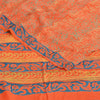 Sanskriti Vintage Sarees Orange/Blue Pure Crepe Printed Sari 5yd Craft Sustainable Fabric
