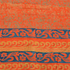 Sanskriti Vintage Sarees Orange/Blue Pure Crepe Printed Sari 5yd Craft Sustainable Fabric