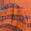 Sanskriti Vintage Sarees Orange/Blue Pure Crepe Printed Sari 5yd Craft Sustainable Fabric