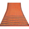 Sanskriti Vintage Sarees Orange/Blue Pure Crepe Printed Sari 5yd Craft Sustainable Fabric