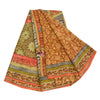 Сари Sanskriti Vintage, оранжевый, чистый крепированный шелк, напечатанное сари, 5 ярдов, ремесленная устойчивая ткань