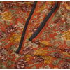 Sanskriti Vintage Sarees Rusty Orange Pure Crepe Printed Sari 5yd Craft Sustainable Fabric