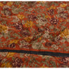 Sanskriti Vintage Sarees Rusty Orange Pure Crepe Printed Sari 5yd Craft Sustainable Fabric