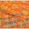 Sanskriti Vintage Sarees Orange Pure Crepe Silk Printed Sari 5yd Craft Sustainable Fabric