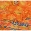 Sanskriti Vintage Sarees Orange Pure Crepe Silk Printed Sari 5yd Craft Sustainable Fabric