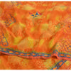 Sanskriti Vintage Sarees Orange Pure Crepe Silk Printed Sari 5yd Craft Sustainable Fabric