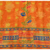 Sanskriti Vintage Sarees Orange Pure Crepe Silk Printed Sari 5yd Craft Sustainable Fabric