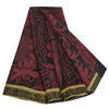 Sanskriti Vintage Sarees Purple/Black Pure Crepe Print Sari 5yd Craft Sustainable Fabric