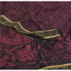 Sanskriti Vintage Sarees Purple/Black Pure Crepe Print Sari 5yd Craft Sustainable Fabric