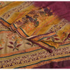 Sanskriti Vintage Sarees Purple Pure Crepe Printed Embroidered Sari 5yd Sustainable Fabric