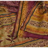 Sanskriti Vintage Sarees Purple Pure Crepe Printed Embroidered Sari 5yd Sustainable Fabric