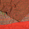 Sanskriti Vintage Sarees Red/Green Pure Crepe Silk Printed Sari 5yd Craft Sustainable Fabric