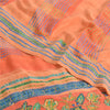 Sanskriti Vintage Sarees Orange/Peach Hand Beaded Pure Crepe Printed Sari Sustainable Fabric