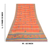 Sanskriti Vintage Sarees Orange/Peach Hand Beaded Pure Crepe Printed Sari Sustainable Fabric