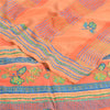 Sanskriti Vintage Sarees Orange/Peach Hand Beaded Pure Crepe Printed Sari Sustainable Fabric