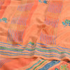 Sanskriti Vintage Sarees Orange/Peach Hand Beaded Pure Crepe Printed Sari Sustainable Fabric