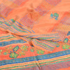 Sanskriti Vintage Sarees Orange/Peach Hand Beaded Pure Crepe Printed Sari Sustainable Fabric