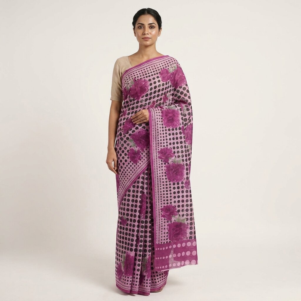 Sanskriti Vintage Saree Purple Pure Crepe Digital Printed Sari 5+Yd Craft Fabric