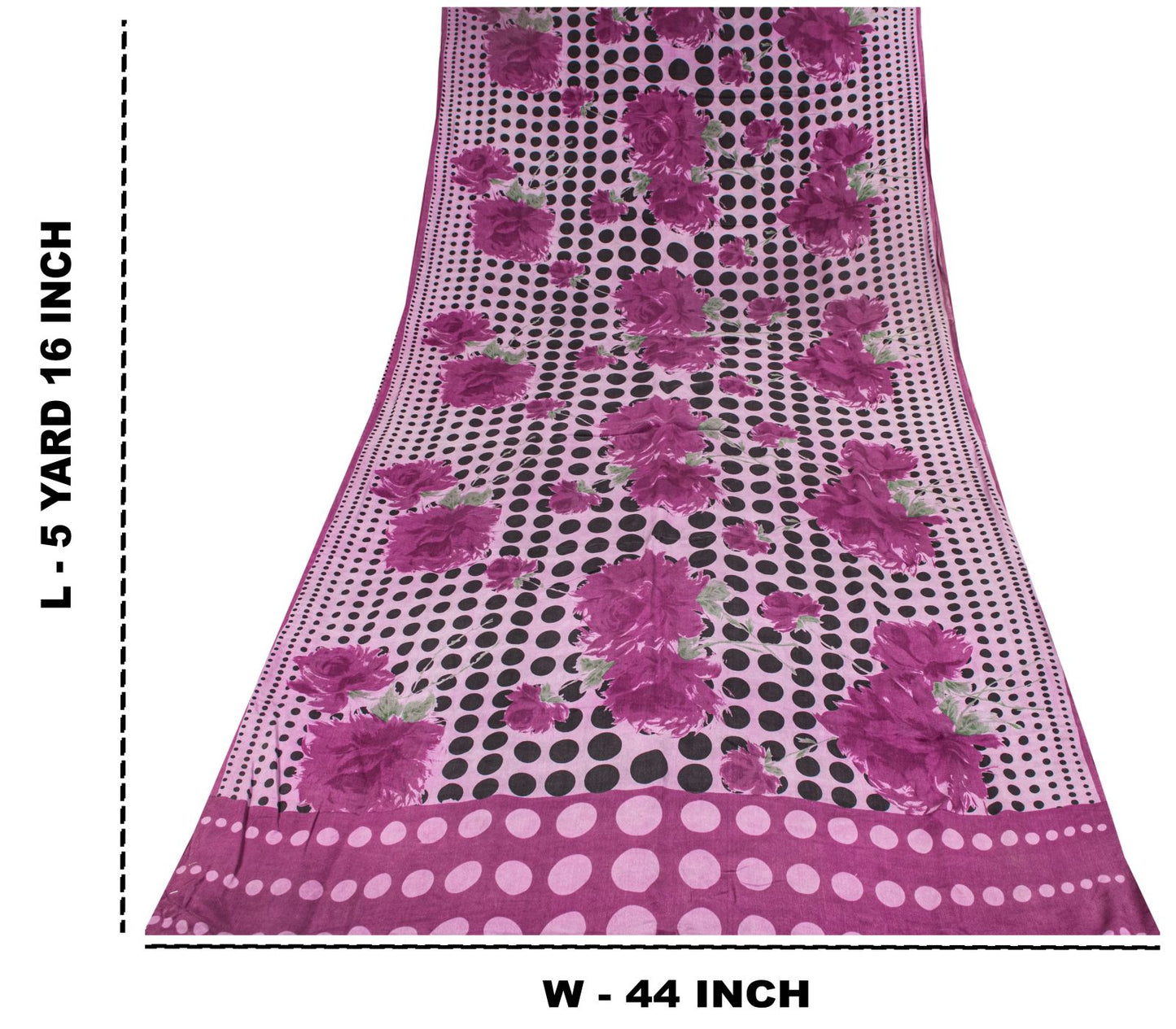 Sanskriti Vintage Saree Purple Pure Crepe Digital Printed Sari 5+Yd Craft Fabric