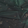 Sanskriti Vintage Sarees Black/Green Tie-Dye Hand Beaded Pure Crepe Sari Fabric