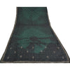 Sanskriti Vintage Sarees Black/Green Tie-Dye Hand Beaded Pure Crepe Sari Fabric