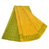 Sanskriti Vintage Sarees Yellow/Green Pure Crepe Silk Printed Sari 5yd Sustainable Fabric