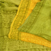Sanskriti Vintage Sarees Yellow/Green Pure Crepe Silk Printed Sari 5yd Sustainable Fabric