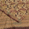 Sanskriti Vintage Sarees Multi Pure Crepe Hand Beaded Kantha Printed Sari Sustainable Fabric