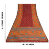 Sanskriti Vintage Sarees Red/Orange Hand Embroidery Print Pure Crepe Sari Sustainable Fabric