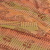 Sanskriti Vintage Sarier Orange Ren Crepe Silke Trykt Sari 5yd Håndværk Bæredygtigt Stoff