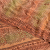 Sanskriti Vintage Sarier Orange Ren Crepe Silke Trykt Sari 5yd Håndværk Bæredygtigt Stoff